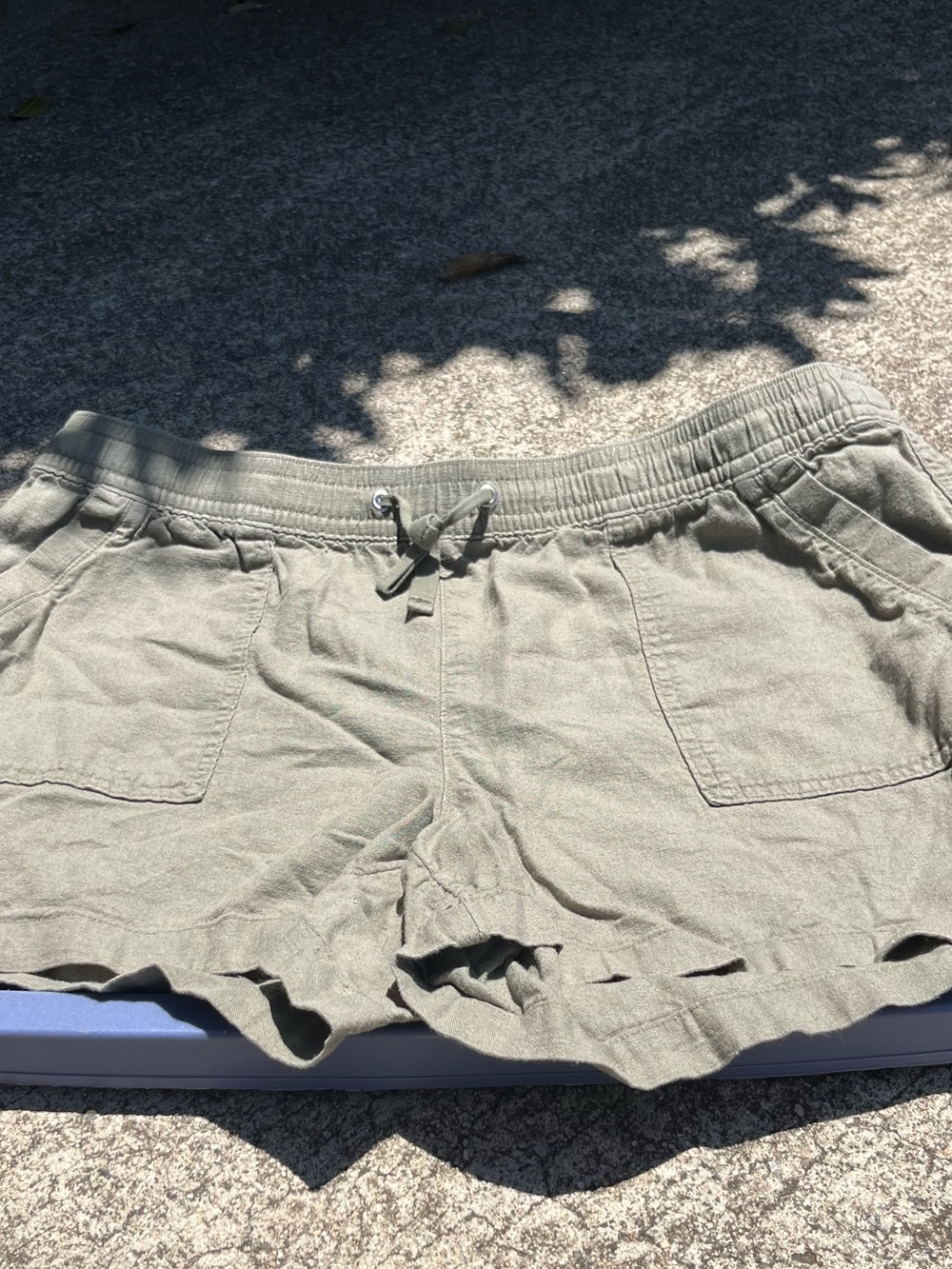 Nautica Olive Green Drawstring Linen Blend Women’s Shorts